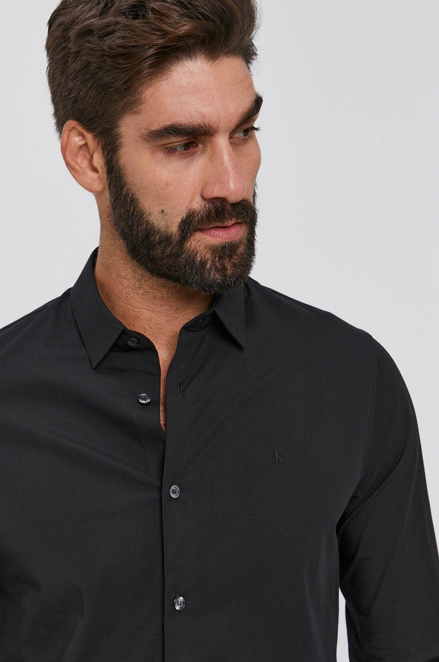 CK CHEST LOGO SLIM STRETCH SHIRT