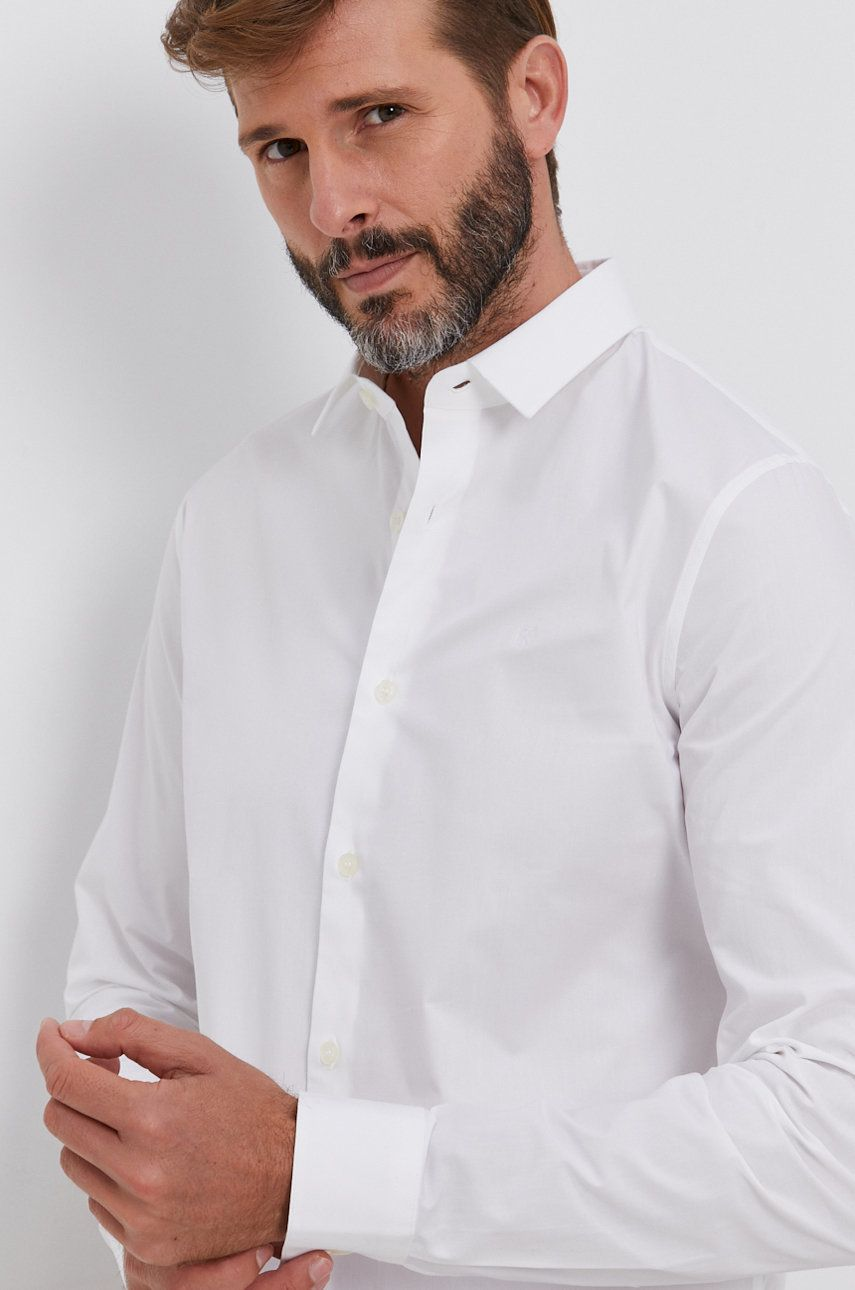 CK CHEST LOGO SLIM STRETCH SHIRT