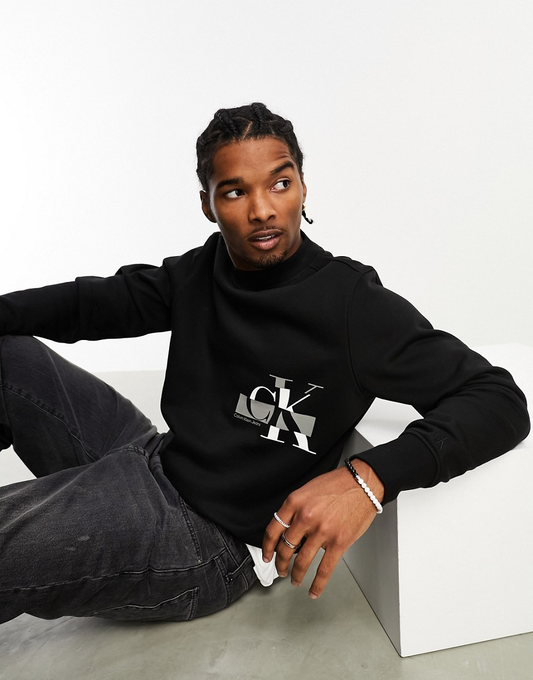 GLITCHED CK LOGO CREW NECK