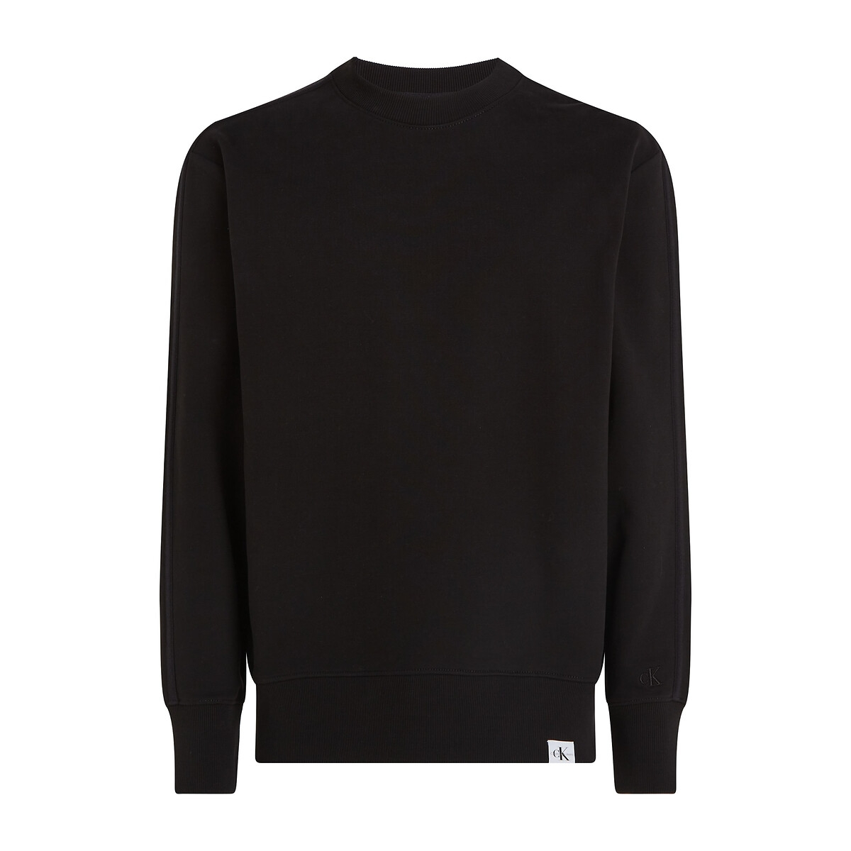 WOVEN TAB CREW NECK