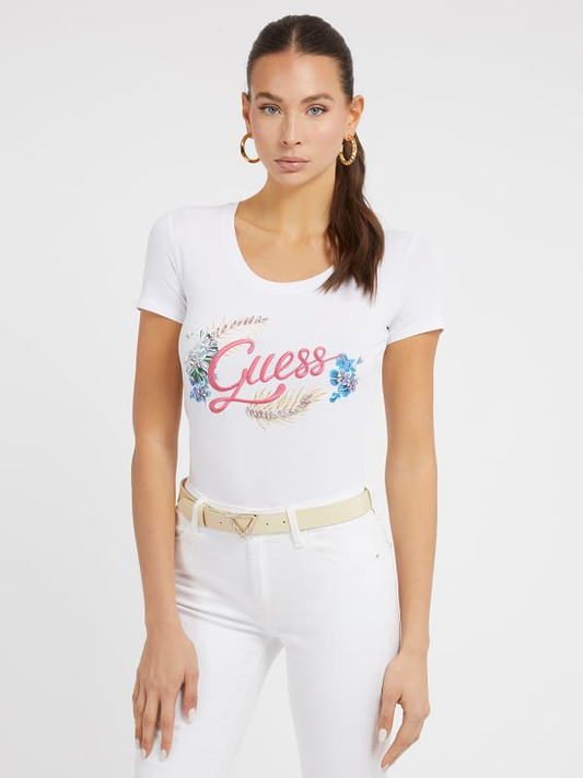 SS RN EMBELLISH LOGO TEE