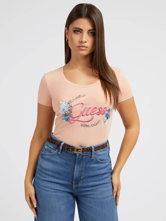 SS RN EMBELLISH LOGO TEE