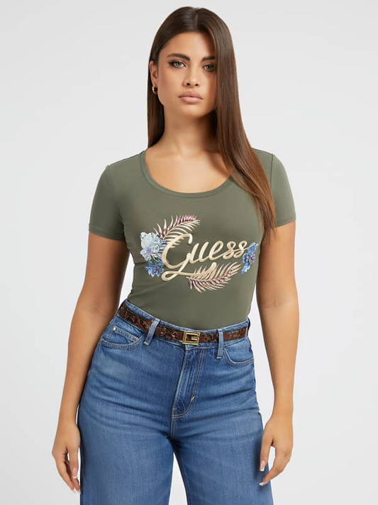 SS RN EMBELLISH LOGO TEE